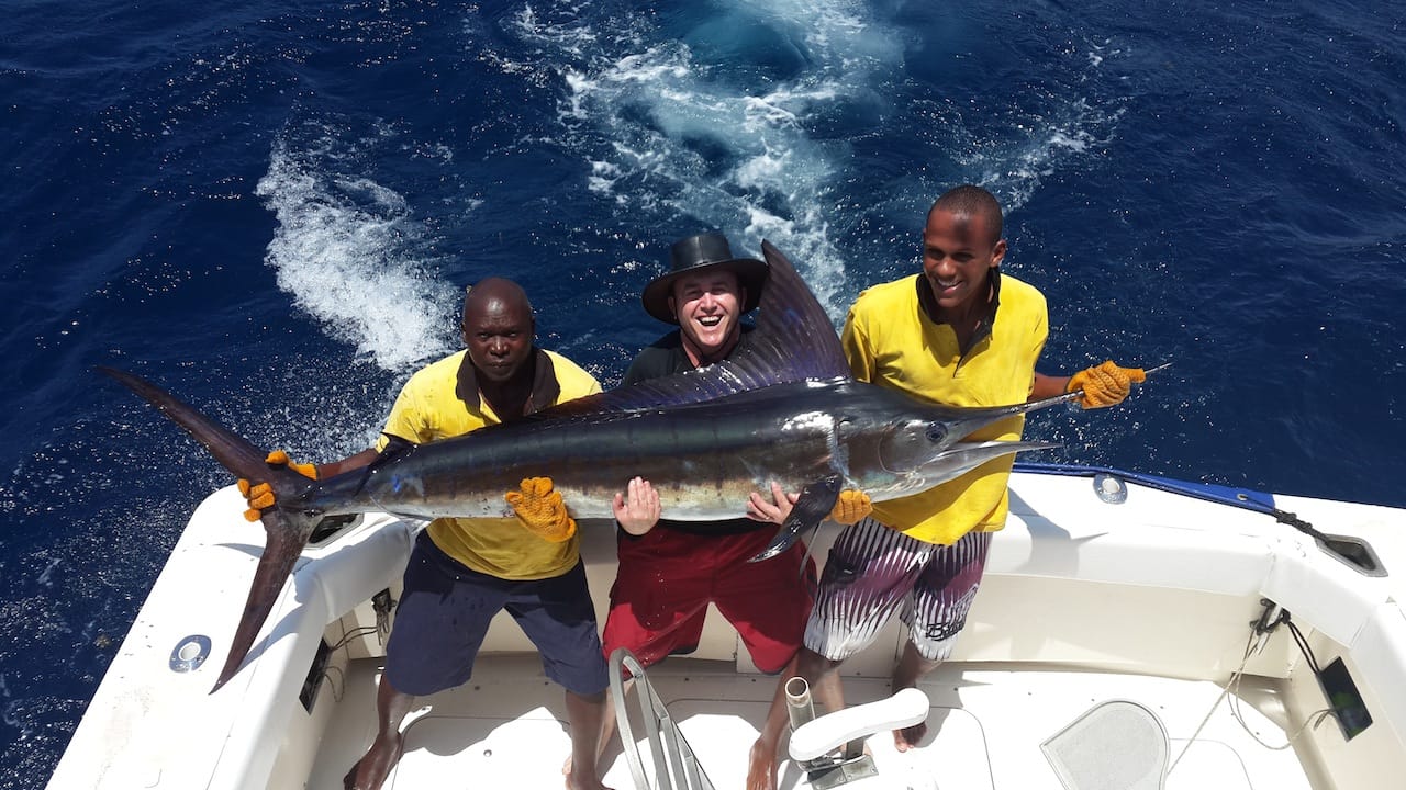 Marlin for release in Kenya after deep sea fishing